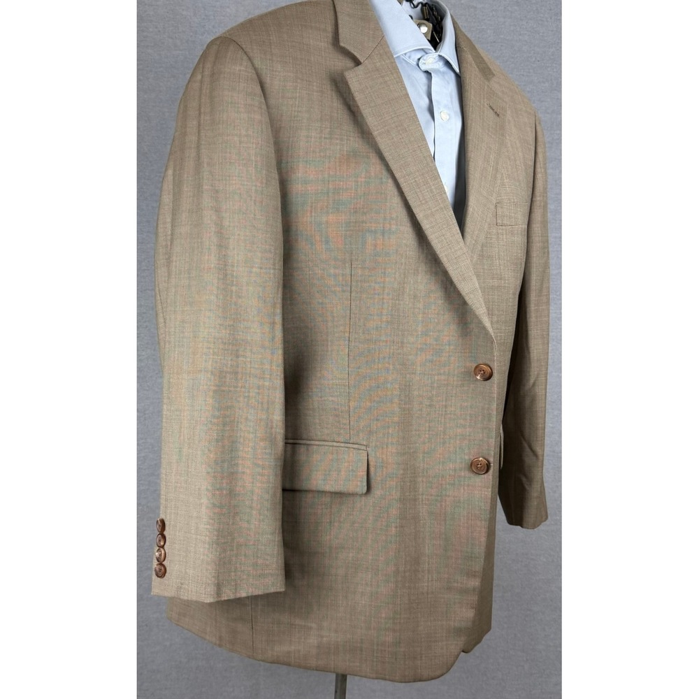 Ralph Lauren Mens 44S Tan Wool Sharkskin Two Button Blazer Jacket